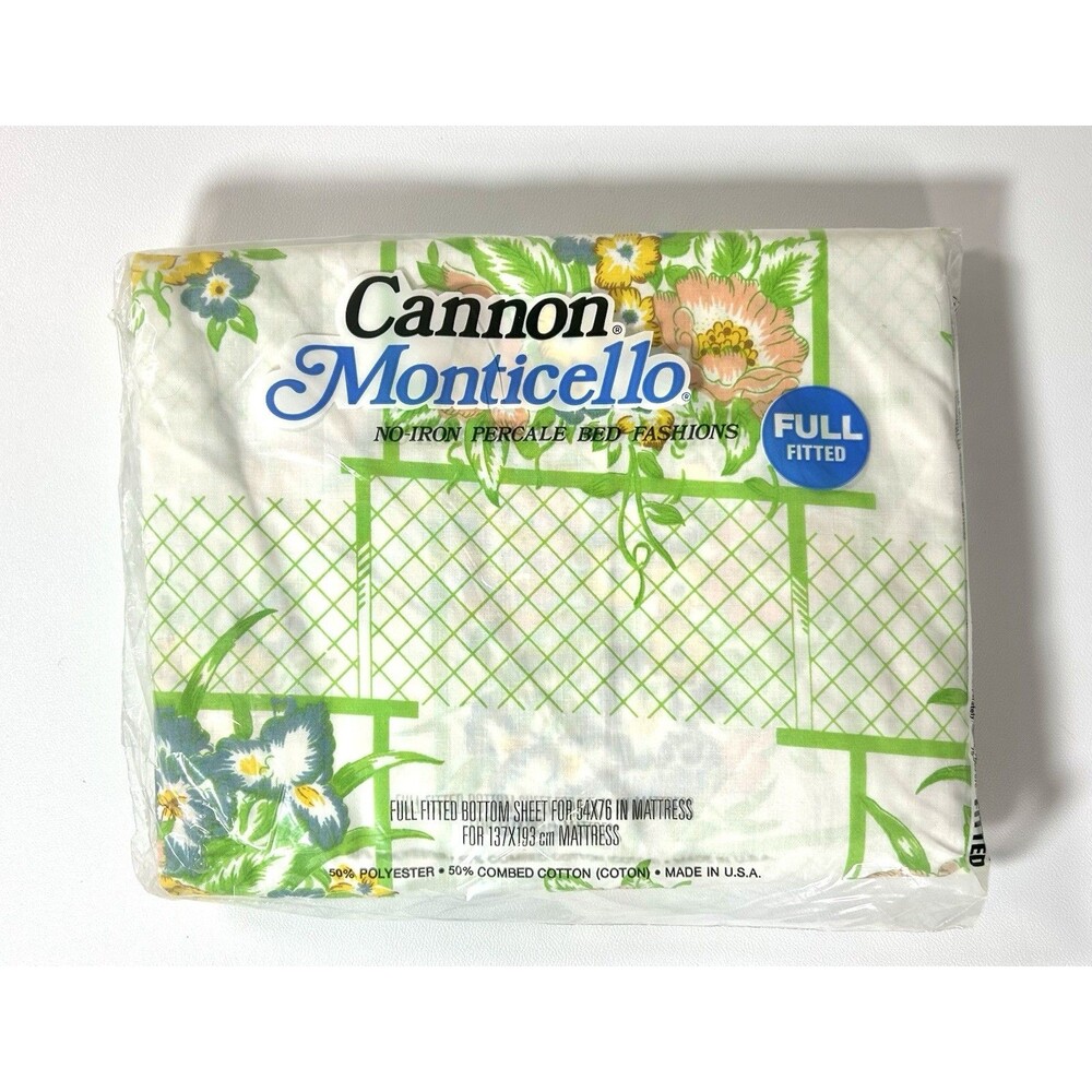 Cannon Monticello Full Fitted Bottom Sheet Set Floral for 54x76 IN Mattress